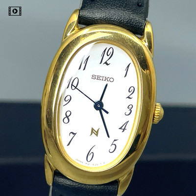 Vtg1996 [N.Mint/Box] Seiko Noie 1F21-5B70 White Dial 21mm Oval Qz Women's Watch