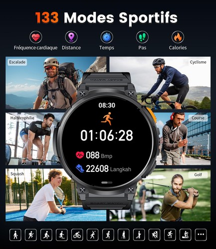 ESFOE Smart Watch Uomo a Grande Schermo 1,85" Compatibile con iOS Android, L... - Foto 8 di 9