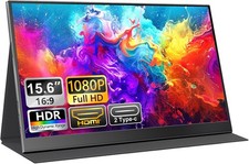 15.6-Inch Portable Monitor FHD 1080P IPS, Built-in Speakers, USB-C/HDMI