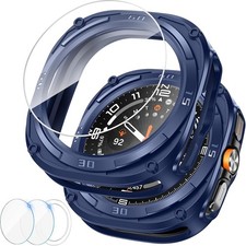 Rugged Bezel Case with 2 Tempered Glass Films for Samsung Galaxy Watch Ultra 47m
