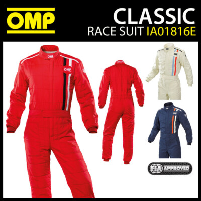 OMP Classic Race Suit Fireproof Vintage 1970s Retro Style FIA 8856-2018 Approved