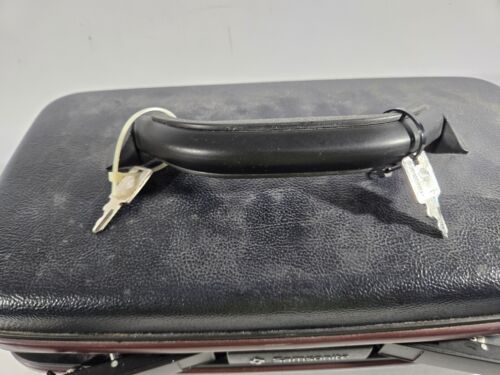 VINTAGE 90’s SAMSONITE TRAIN CASE Silhouette 4 Dark Blue Makeup Mirror 2 Keys - Picture 5 of 8