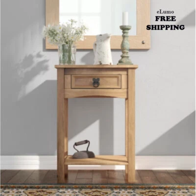 H4HOMEDIRECT Small Telephone Table Solid Wood Console Drawer Dressing Hall Lamp Letter Lobby