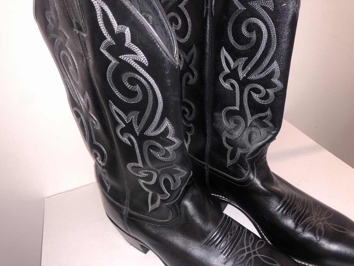 Bottes De Cowboy Justin Boots Buck Noir - Taille 9 Homme, Cuir Noir, Style Western