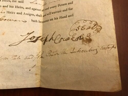 SIGNED Document, Joseph Cowan, Carolina Revolutionary War Soldier Ramsour's Mill - Picture 1 of 2