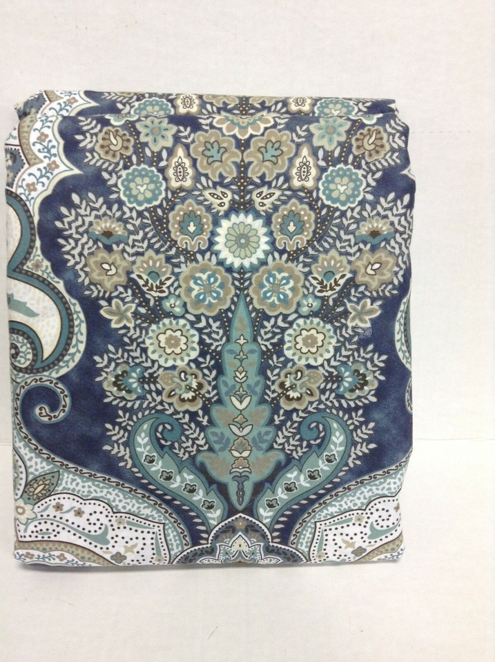 Pottery Barn F/Q Blue Jordana Paisley Percale Bedding Bed DUVET Cover