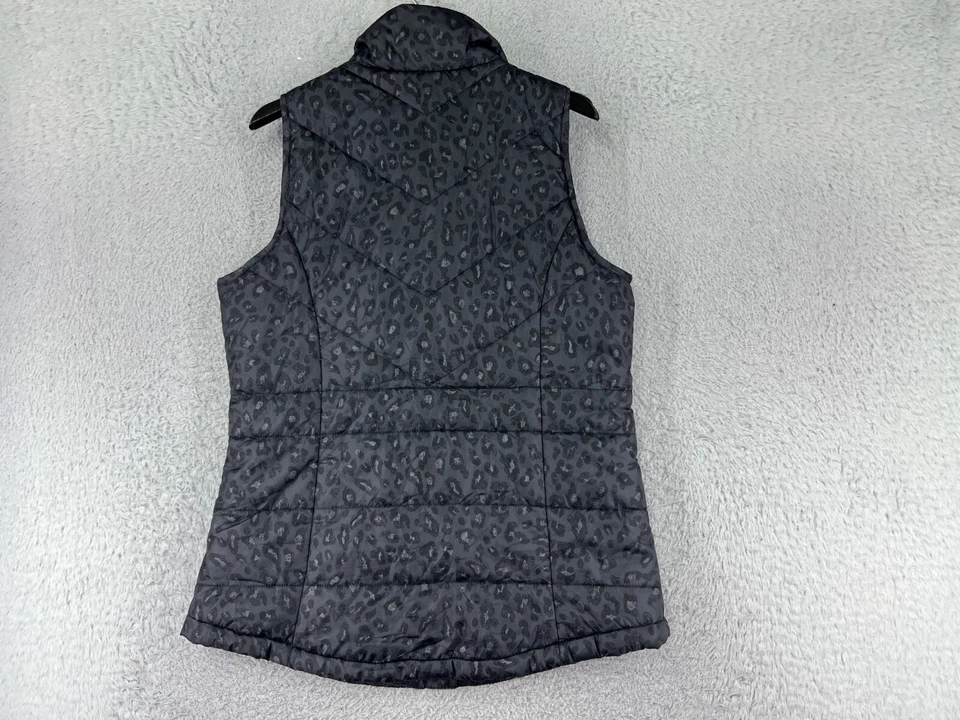 Maurices Vest Womens Small Gray Leopard Full Zip Mock Neck Pockets Polyester - Image 2 of 4