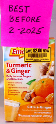 Emergen C Turmeric Ginger Immune Support Drink Mix 18 Servings Citrus Fizzy