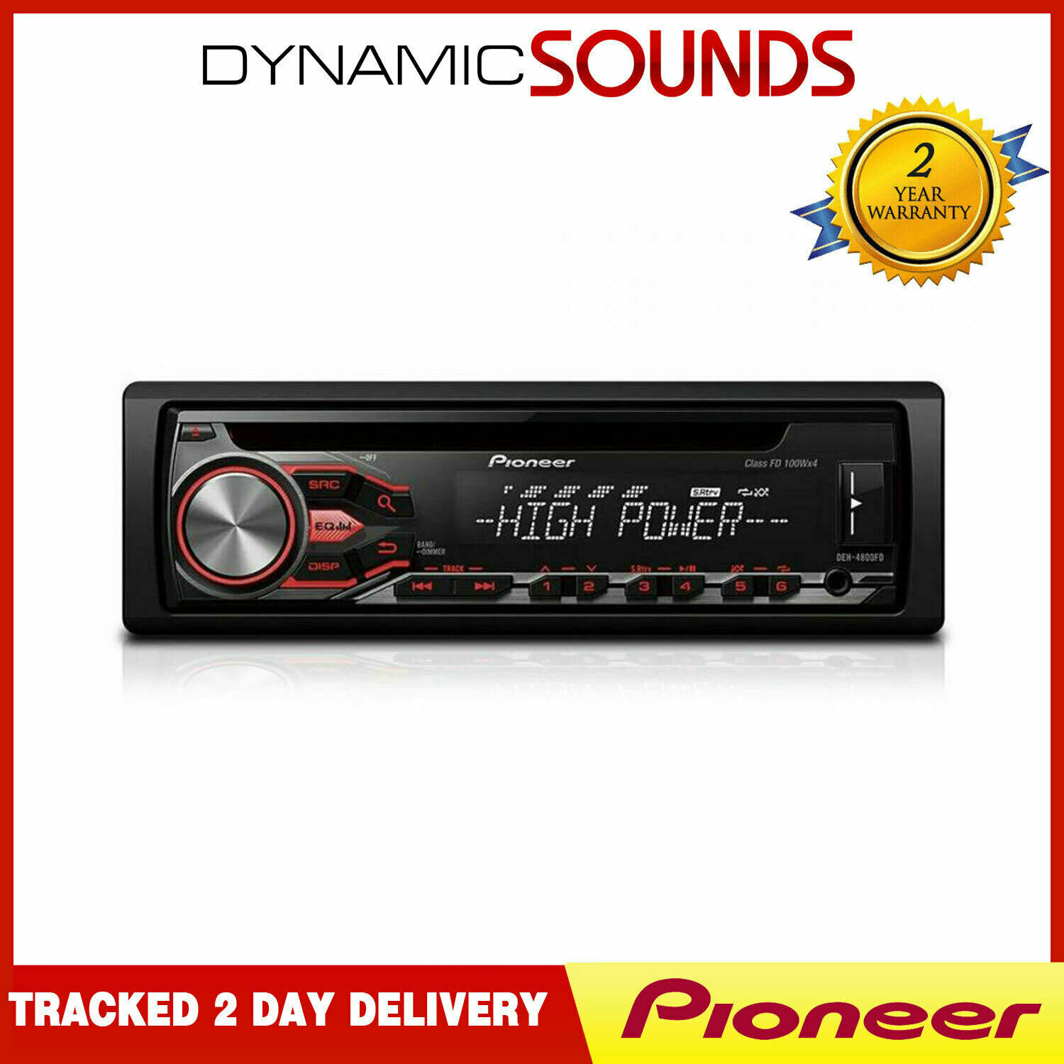 Pioneer DEH4800FD CD MP3 High Power Car Stereo with RDS Tuner for sale
