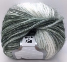 Rock & Roll 65847 Grigio Grigio-Verde Bianco Strisce Ghiaccio Modal Lana Bl Filato 50g 125y
