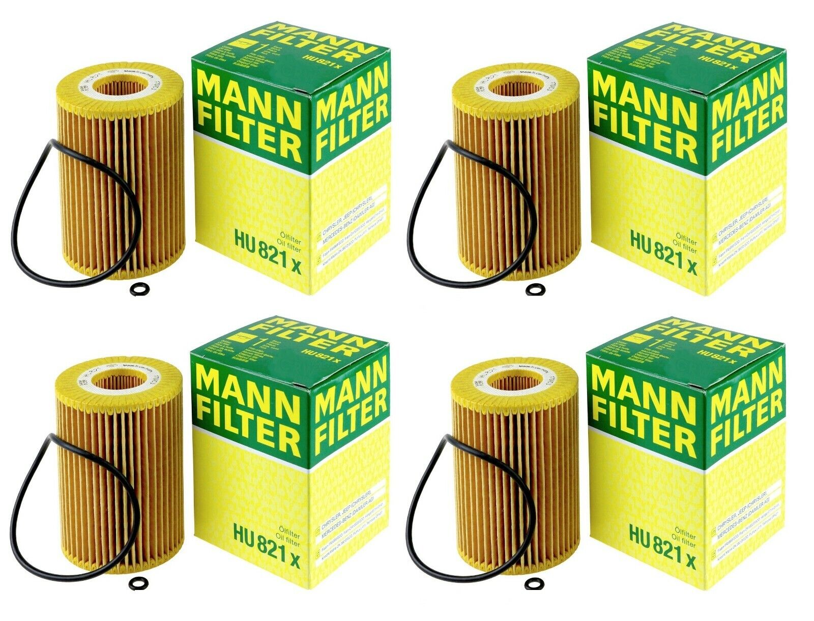 Set of 4 Engine Oil Filters Mann For Mercedes W211 W164 X164 W251 V212 S212 C207