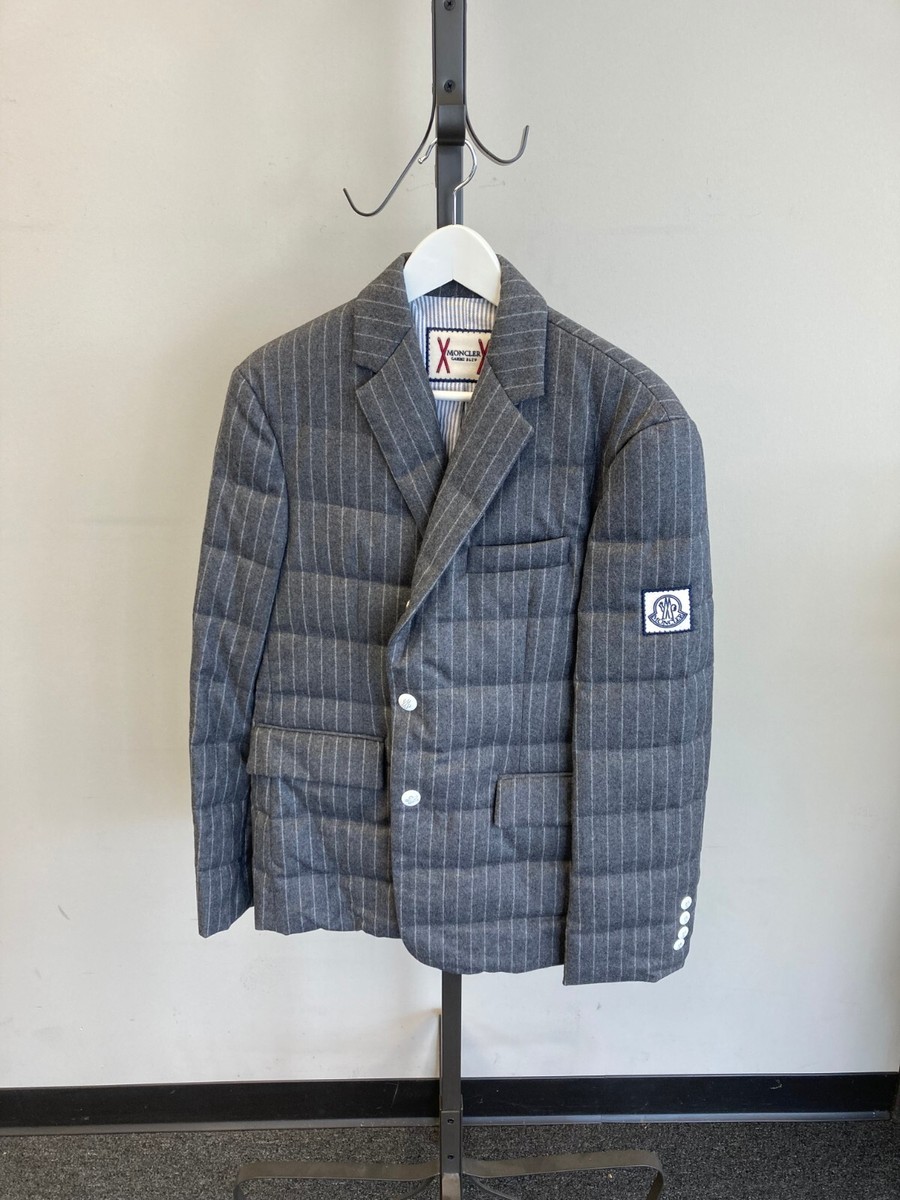 $2900 Moncler Gamme Bleu down filled pinstripe Blazer sz 1 $2900 Moncler Gamme Bleu down filled pinstripe Blazer sz 1