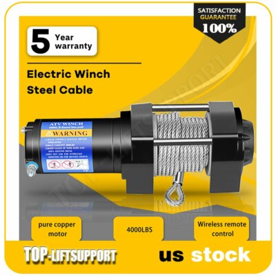 4000LBS Electric Winch Waterproof Truck Trailer Steel Rope Off-Road 4WD