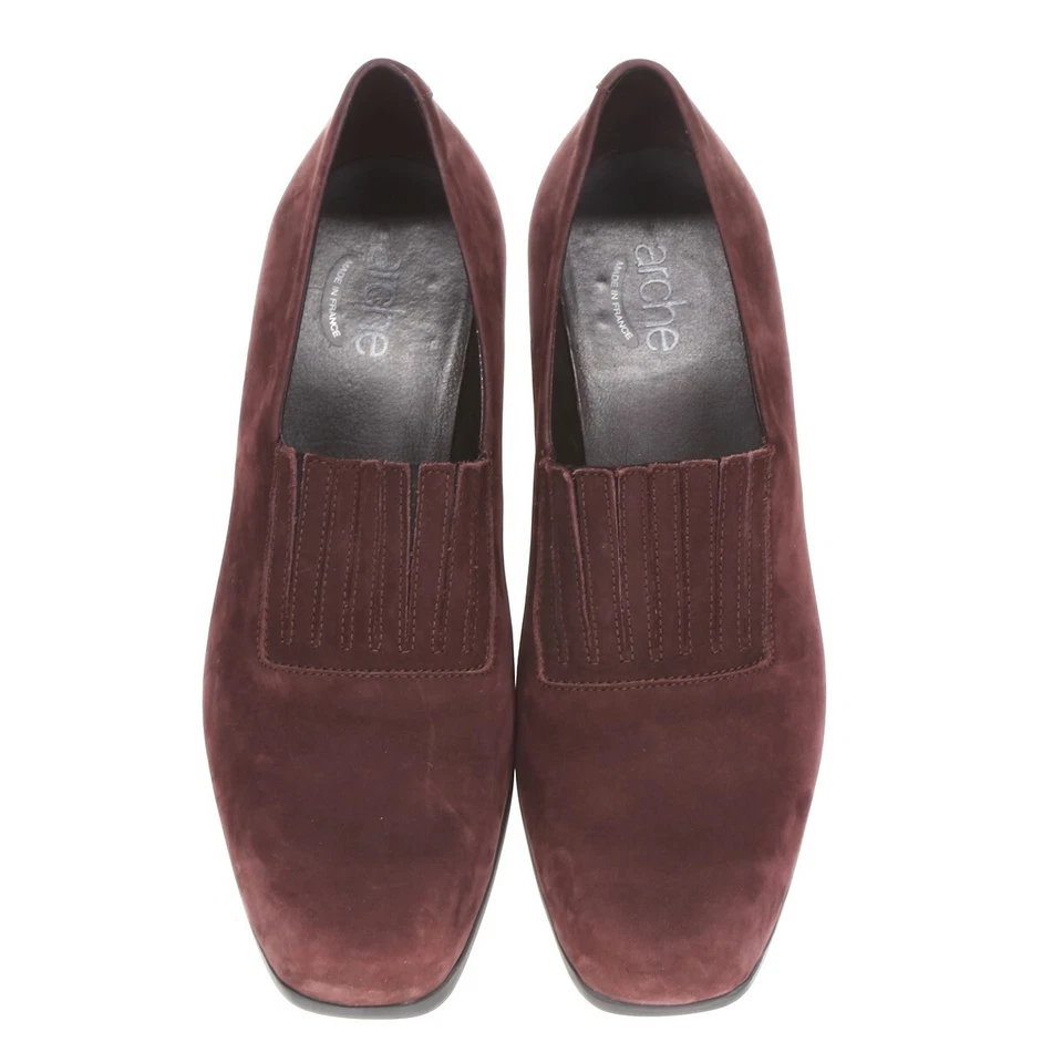 Mocasines de tacón de cuero borgoña ARCHE para mujer talla 9 Foto 3 de 4