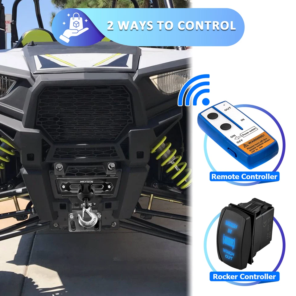 Kit de montaje de cabrestante eléctrico 4500 lb 12 V para Polaris RZR Trail S 900/1000 2020-2024 Foto 3 de 4