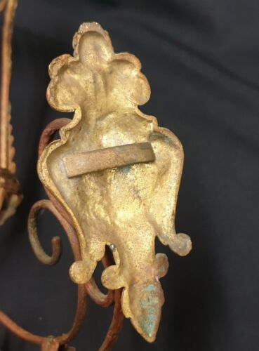 RARE ANCIENNE VEILLEUSE DE CHAPELLE MURALE LAITON ET BRONZE XIX AUTEL SANCTUAIRE - Bild 5 von 10