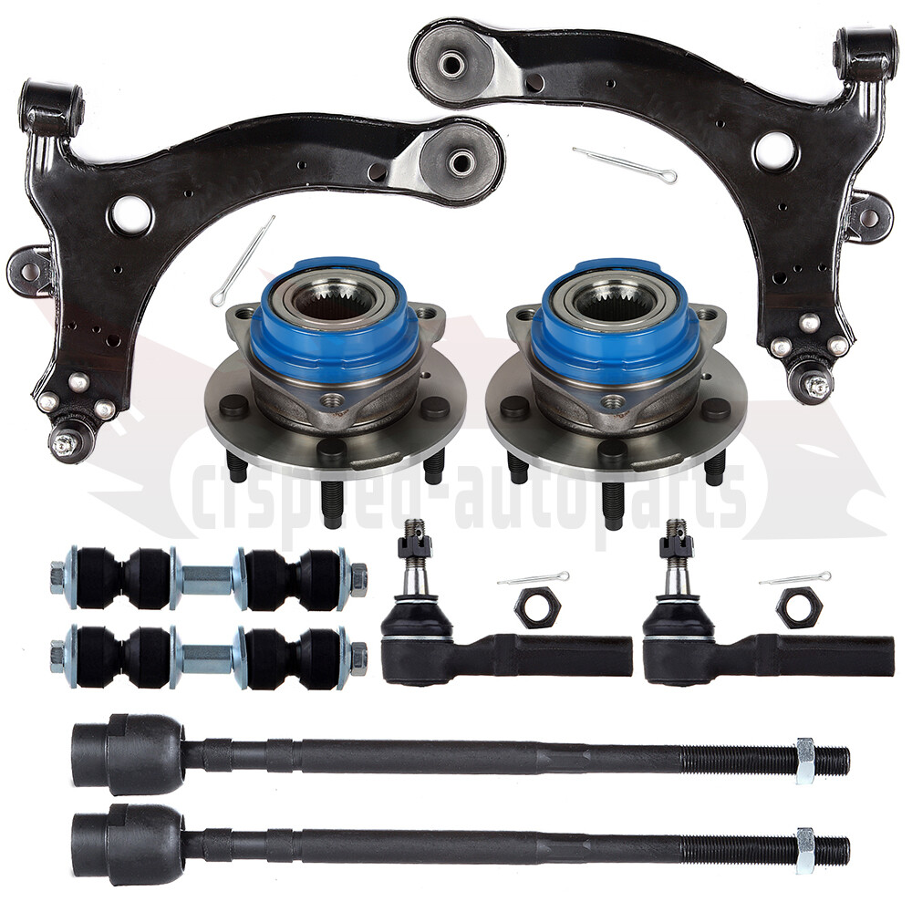 10PCS Front Lower Control Arm Ball Joint Tie Rod Wheel Bearing Hub Kit for Buick Regal