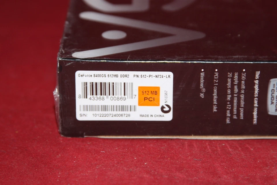 Sealed EVGA Nvidia GeForce 8400GS 512MB DDR2, PCI Graphics Card (512-P1-N724-LR) - Image 3 of 3