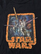 Star Wars A New Hope Movie Poster T-Shirt Blue Short Sleeve Men's Size L Uniqlo