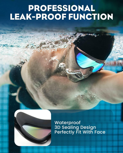 Swim Goggles 2 Pack, Wide View anti Fog&Uv Swimming Goggles for Audlt, No Lea... - Picture 5 of 7