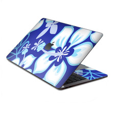 Skin Decal Wrap for MacBook Pro 13" Retina Touch, Hibiscus Hawaii Flower Blue