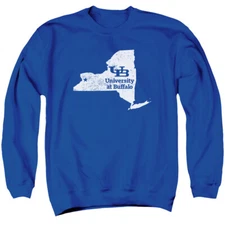 University of Buffalo Adult Crewneck Sweatshirt State Shape, Royal Blue, S-3XL