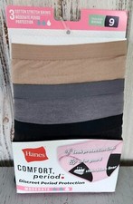NEW Hanes Women's Comfort 3 Pack Leaks Period Bikini Underwear Size 9