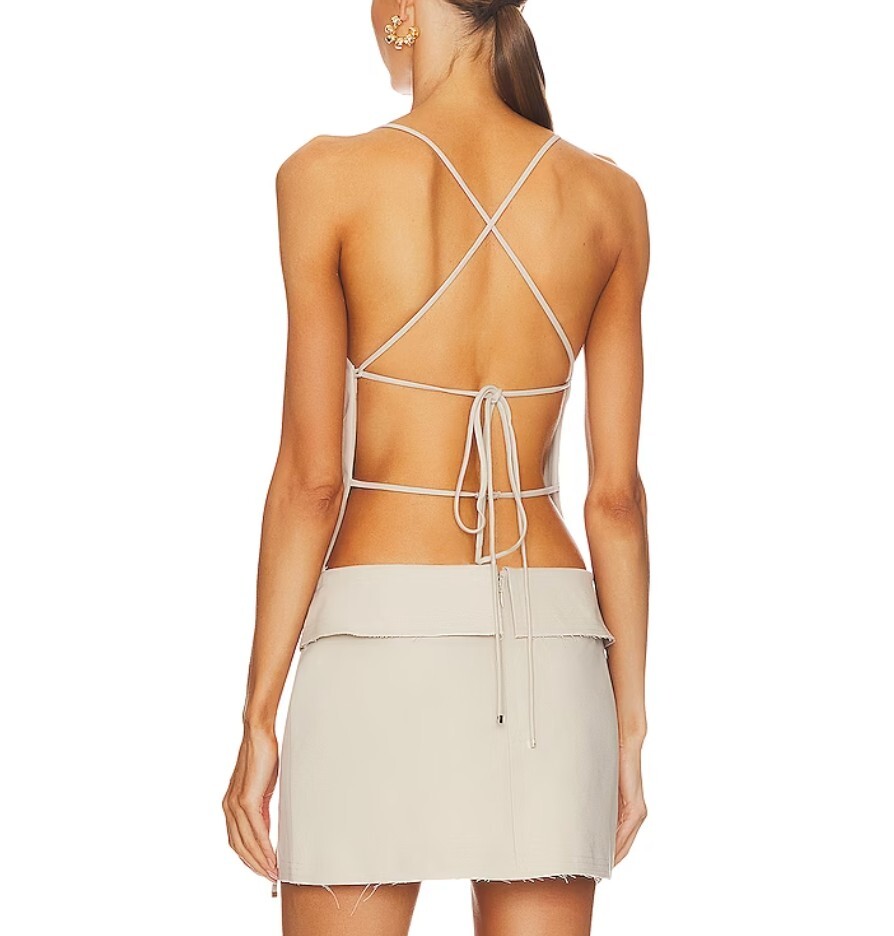 Bec and Bridge Heidi apron mini dress in beige Australia