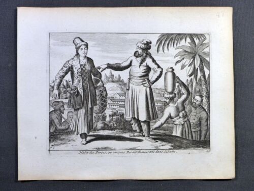 Habit des Parsis, anciens Perses demeurant à Surate GRAVURE 17e VAN DER AA Inde - Afbeelding 1 van 1