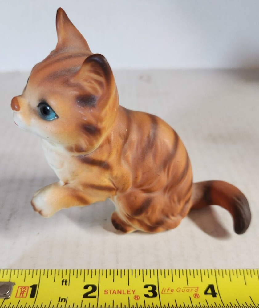Vintage Brown Stripe Kitten with Blue Eyes Figurine Marked A860