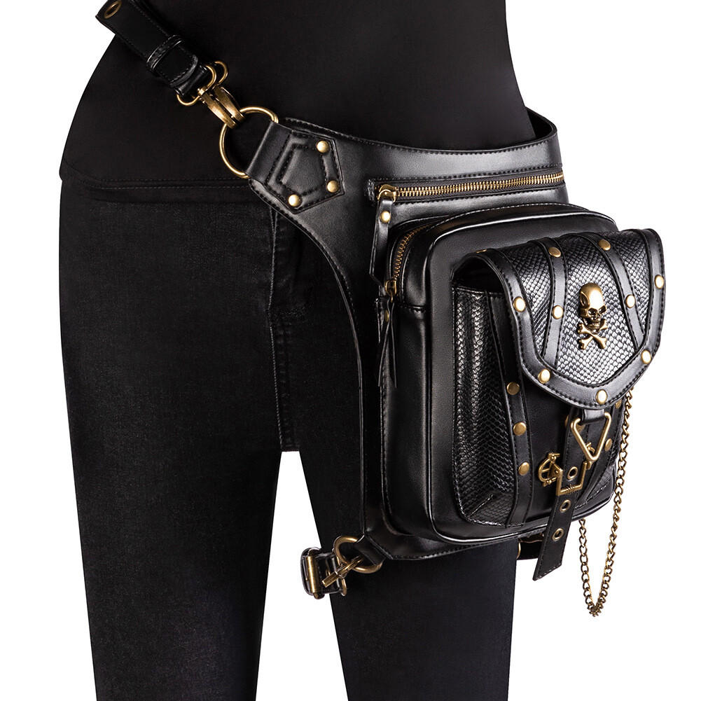 Multi-Purpose Fashion Gothic Leather Skull Bags Steampunk