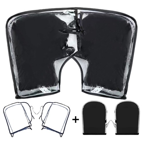 Waterproof Motorcycle Handlebar Gloves Snowmobile Bike PVC Gloves Hand Fur Muffs