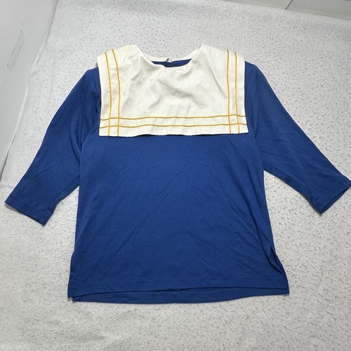 Vintage Deadstock NWT Women's 9 Vicky Vaughn Blue 3/4 Sleeve T Shirt Top White - 第 1/16 張圖片