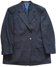 Hart Schaffner Marx Charcoal Pinstripe Wool Suit 46R 40x28 Ventless USA Made