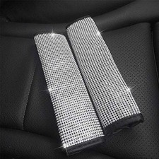 2 Pcs Bling Bling Seat Belt Shoulder Pads Luster Crystal 2 PC Seat Belt Cover