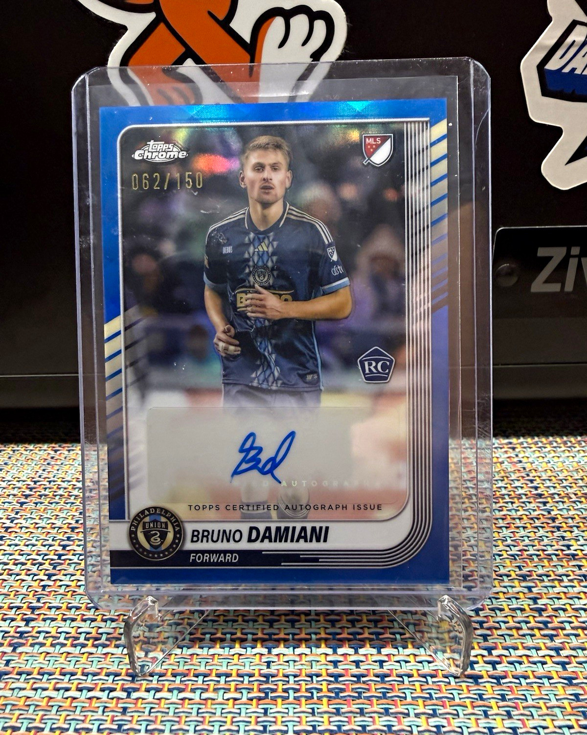 Topps Chrome MLS 2025 Bruno Damiani RC Auto Philadelphia Union #CA-BD Blue /150 view 1