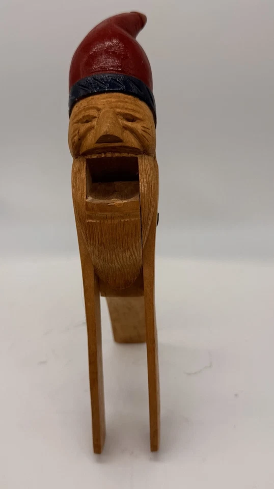 Vintage Hand Carved Wood Norwegian?  Figural Nutcracker Santa Gnome - Image 2 of 4