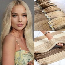 Double Weft Weave Sew in Hair Extensions Remy Human Hair Weft Thick Full Head