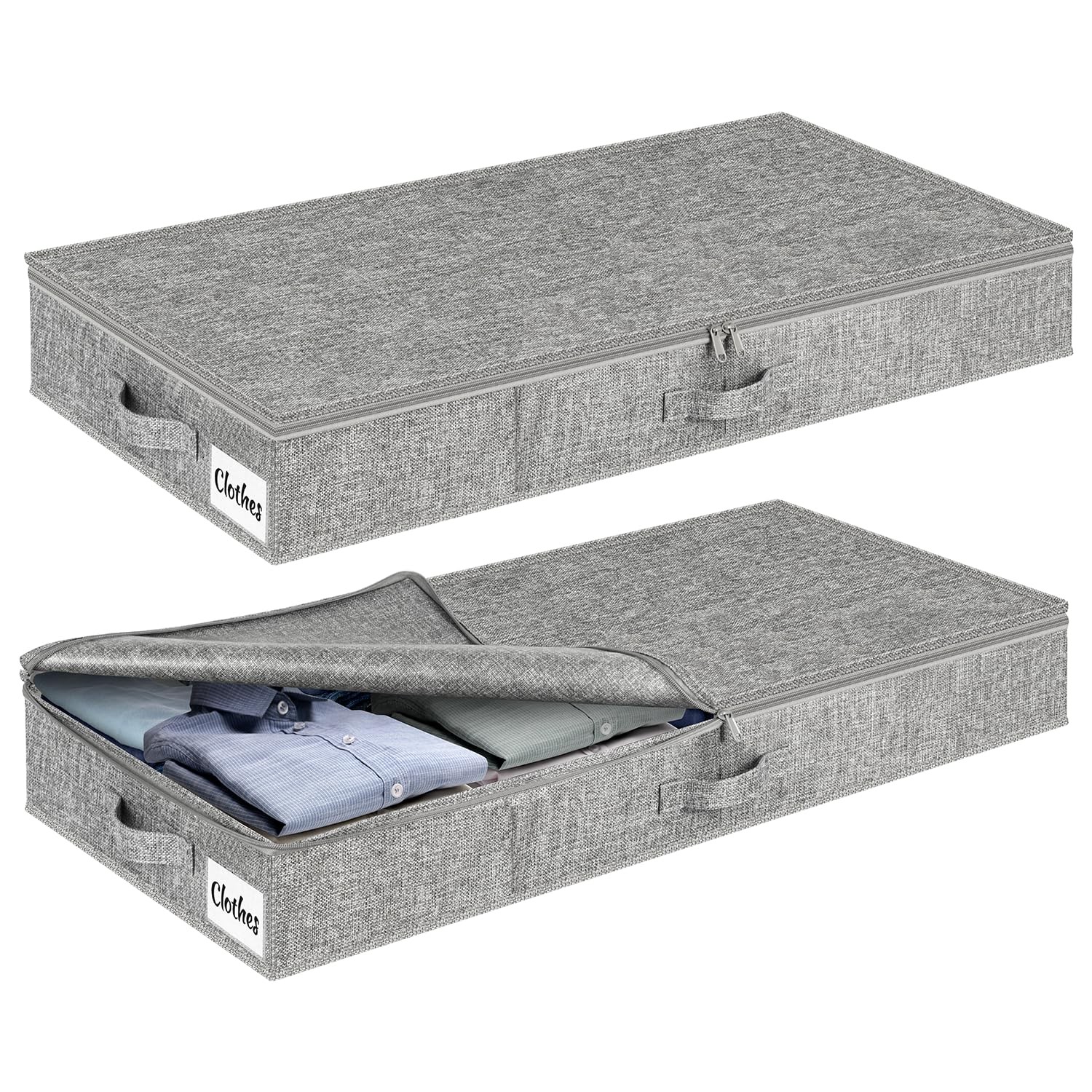 Under Bed Storage Container Bins 2 Pack 5 Inch Thin Low Profile Underbed Clot...-image