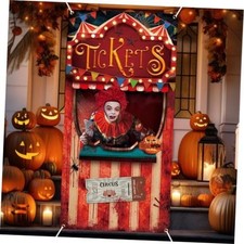 Halloween Circus Door Cover Scary Carnival Tickets Backdrop 71x35