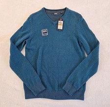 Izod NWT Lyons Blue V-Neck Long Sleeve Sweater Mens Sz Small Preppy Minimalist