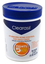 2 PACK Clearasil Ultra 5 In 1 Pads 90 Count Jar