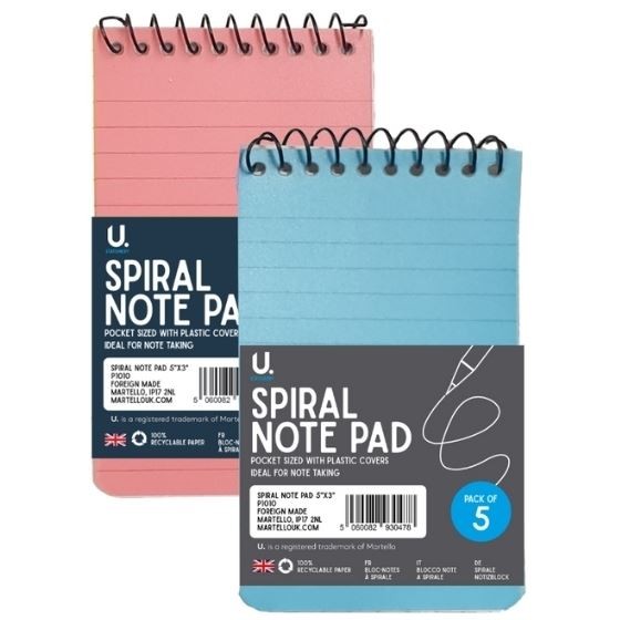 Martello U.Stationery Spiral Notepad 5pk