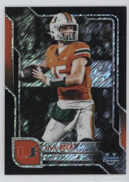 2025 Bowman U Chrome Black Shimmer Refractor 2/10 Carson Beck #138 1by6