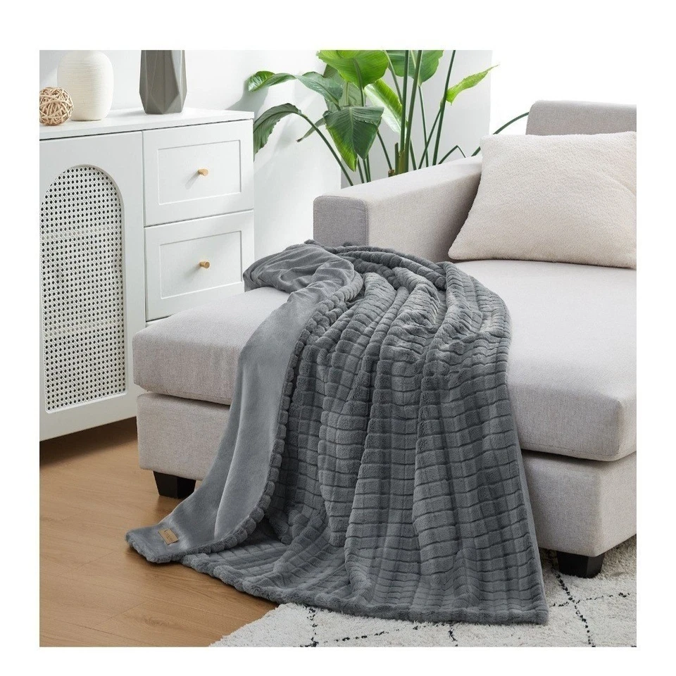 Manta Koolaburra por UGG 50x70 Gris Paloma Salvaje Nueva con Etiquetas Piel Sintética Acogedora Suave Nueva Foto 3 de 4