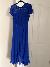 Berylove Royal Blue Lace  Dress for Women, Flutter Sleeve, L