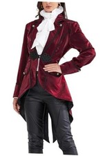 Women Gothic Lapel Suit Victorian Tailcoat Jackets Steampunk X-Large Red