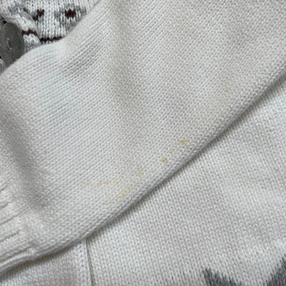 Gymboree Kids Sweater Cardigan S 5-6 White Snowflake Fair Isle Knit Cotton - Image 3 of 4