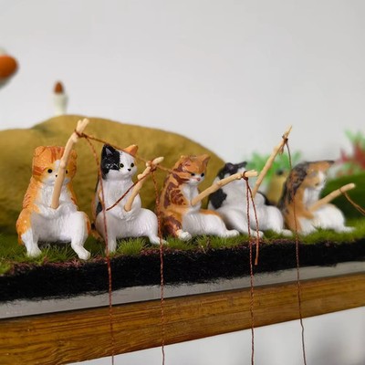Fuuny Creative Aquarium Deko kleine Angeln Katze Aquarium Zubehör       