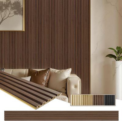 8-Pack 3D Walnut WPC Slat Wall Panels for Stylish Interior Decor